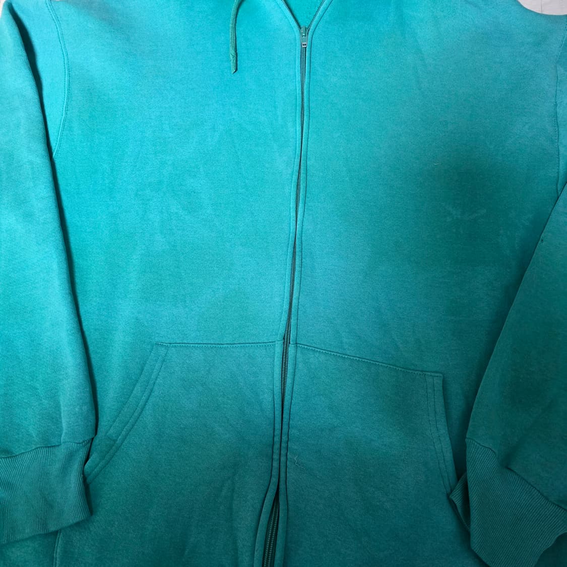 [XLT] 90s 빈티지 러셀 애슬레틱 후드 틸그린 하드워시드 페이드 상품이미지2