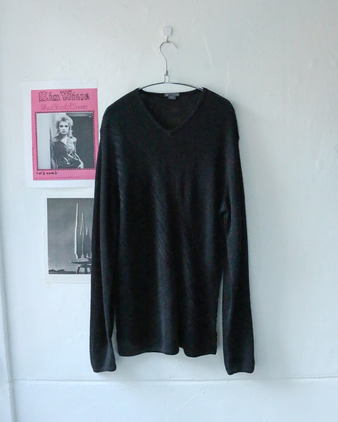 아르마니 익스체인지 블랙 브이넥 니트 탑 상품이미지3