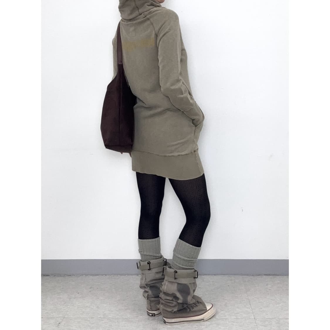 빈티지 투웨이 하이넥 후드집업 원피스 y2k 상품이미지5