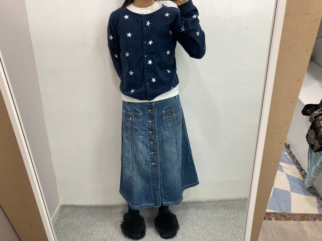 데님 버튼 미디스커트 상품이미지3