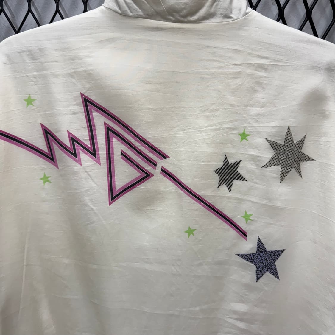 00s 아디다스 올드스쿨 바람막이 별 패턴 네온 컬러 포인트 화이트 상품이미지6