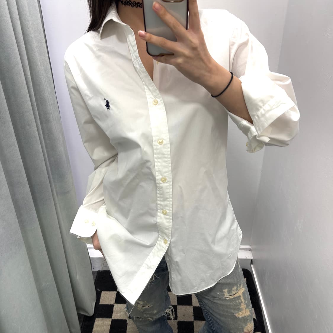 폴로 화이트 이지케어 스트레치 셔츠 상품이미지1