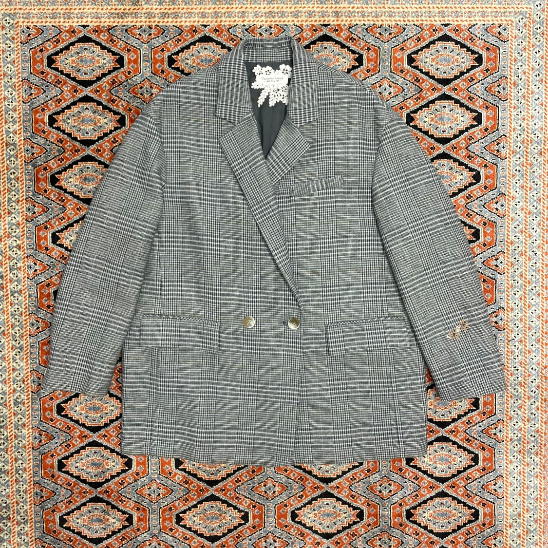 썰스데이아일랜드 파스텔그린 체크 오버핏 블레이저 자켓 여성M 상품이미지1