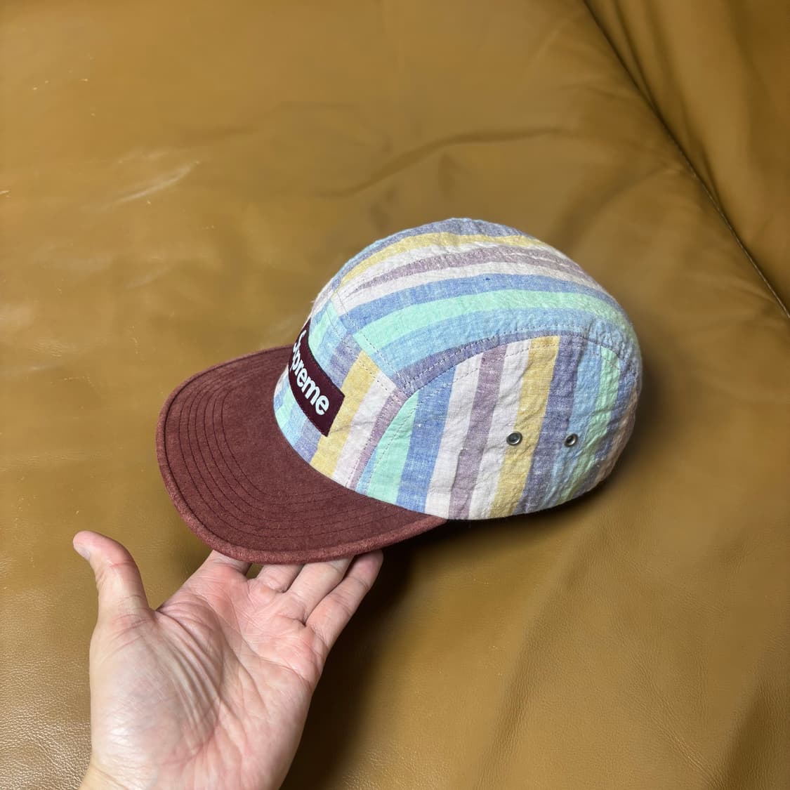 Supreme 슈프림 체크 버건디 캠프캡 모자 Check Burgundy 상품이미지4