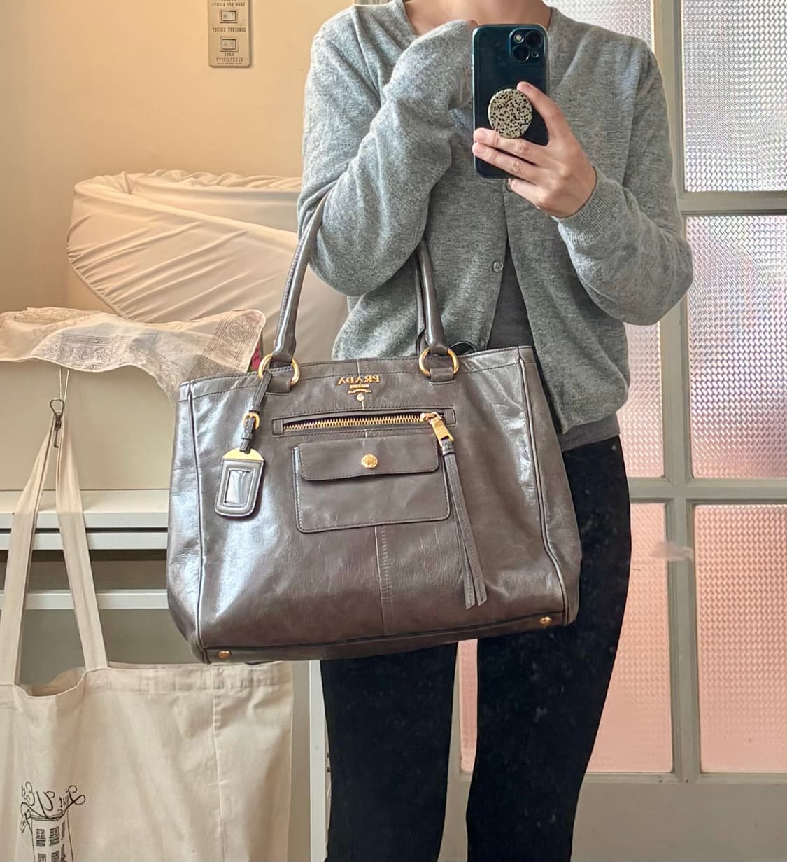 프라다 비텔로 빅백 숄더 크로스 토트백 상품이미지5