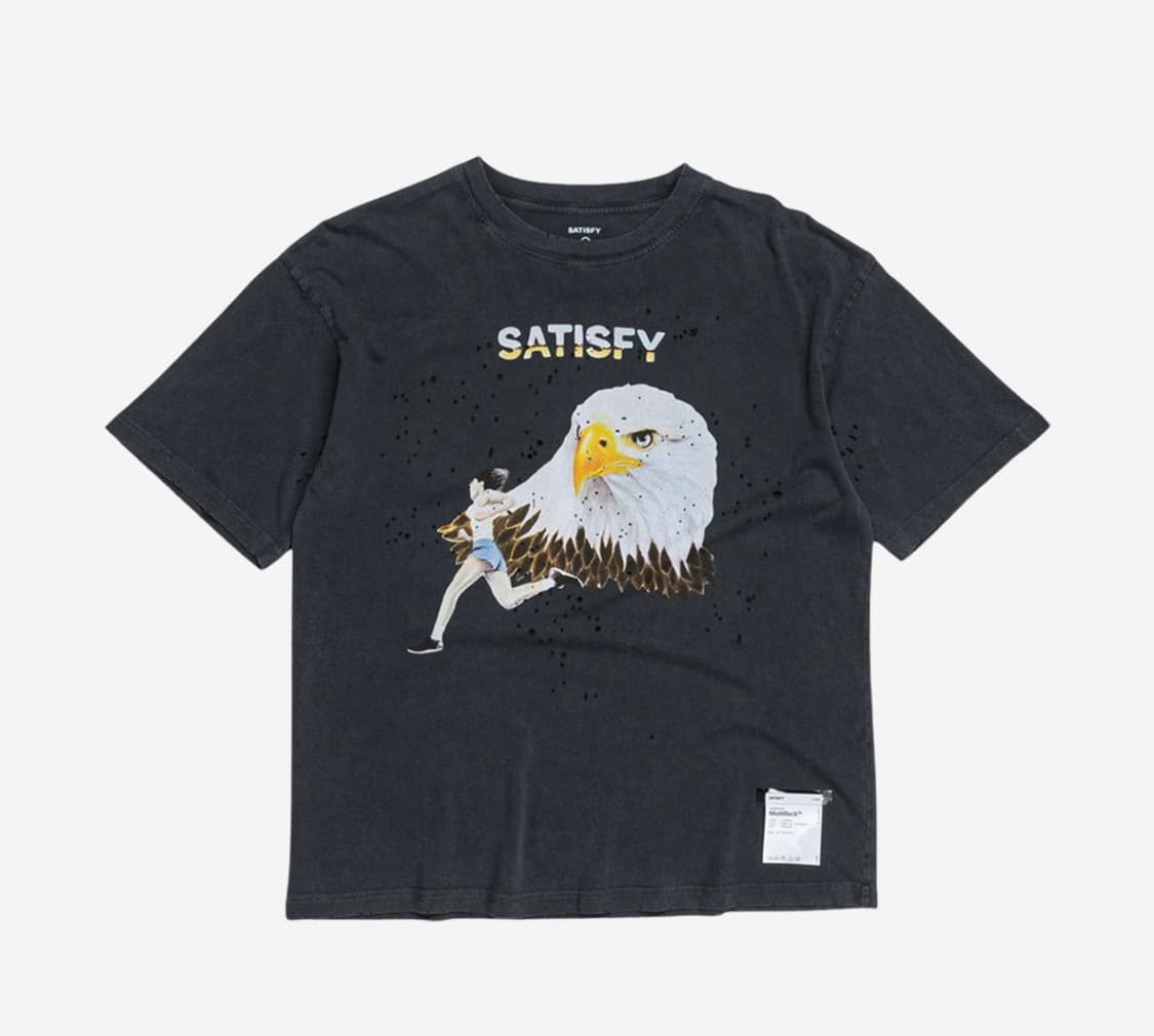 L XL 새티스파이 모스테크 이글 티셔츠 에이지드 블랙 미개봉 판매 상품이미지1