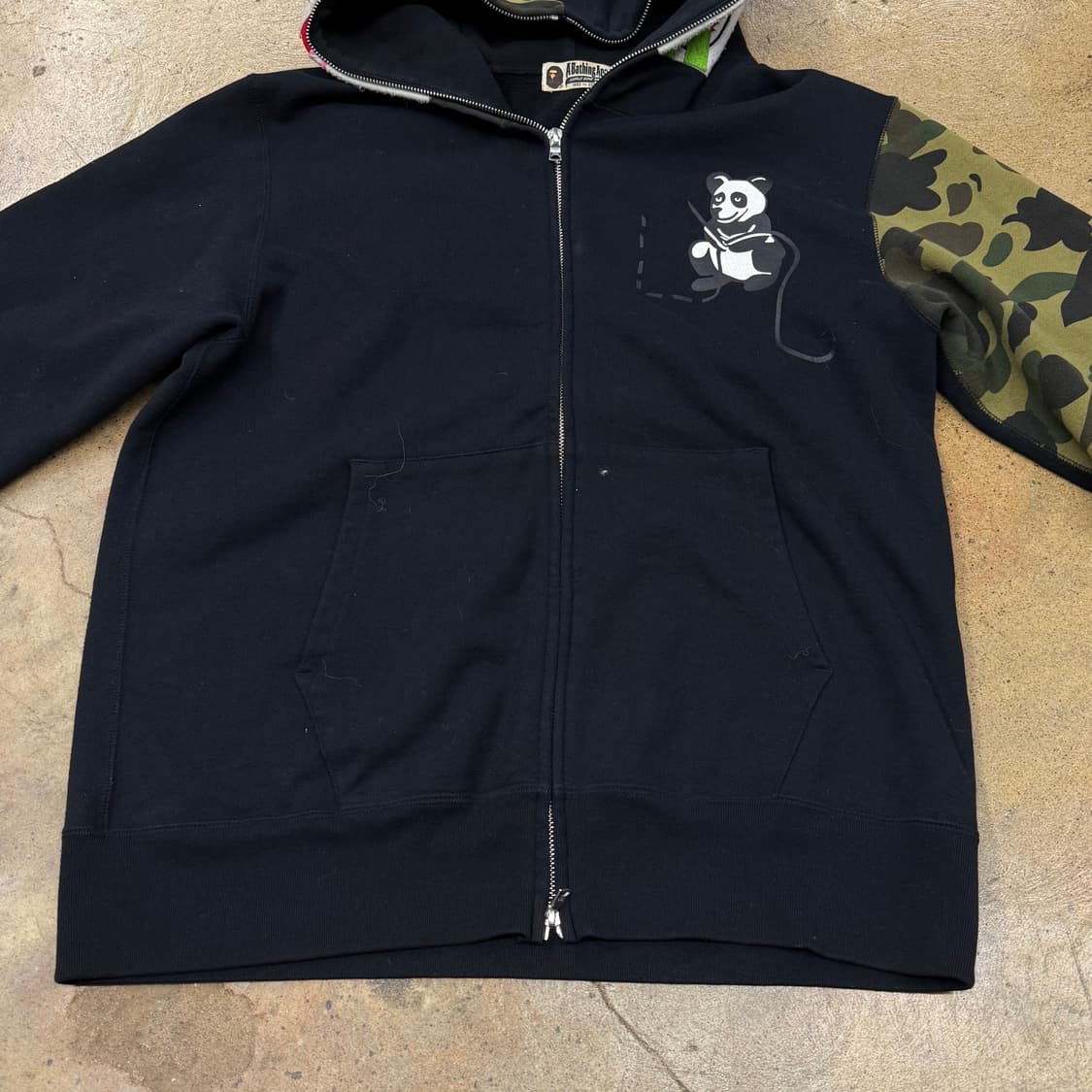 베이프 판다 팬더 블랙 카모 밀리터리 유니크 레어 희귀 풀 집 후드집업 상품이미지5
