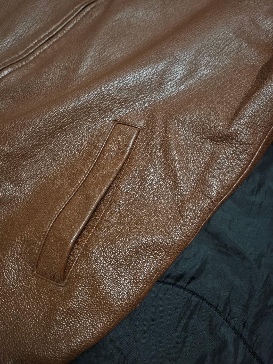 빈티지 모카무스 컬러 싱글 가죽 자켓 105 상품이미지3