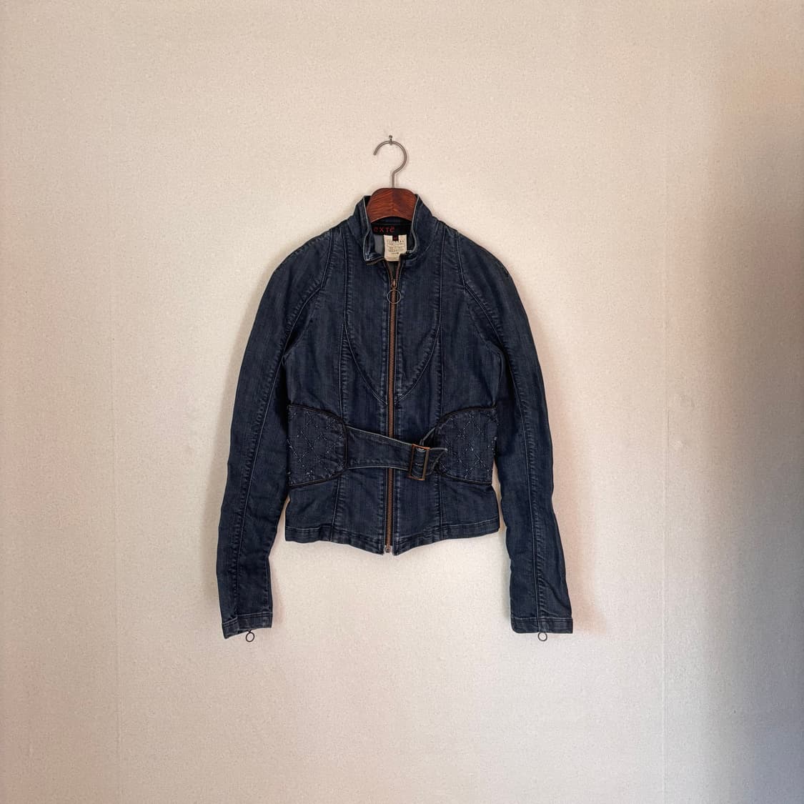 EXTE 엑스떼 여성 S 데님 자켓 스판 바이커 이태리 수입 정품 상품이미지2
