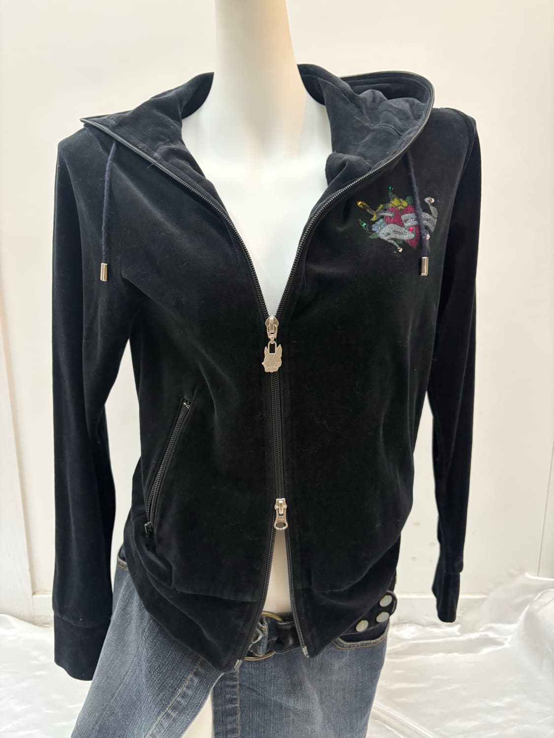 Y2K 벨벳 투웨이 집업 상품이미지1