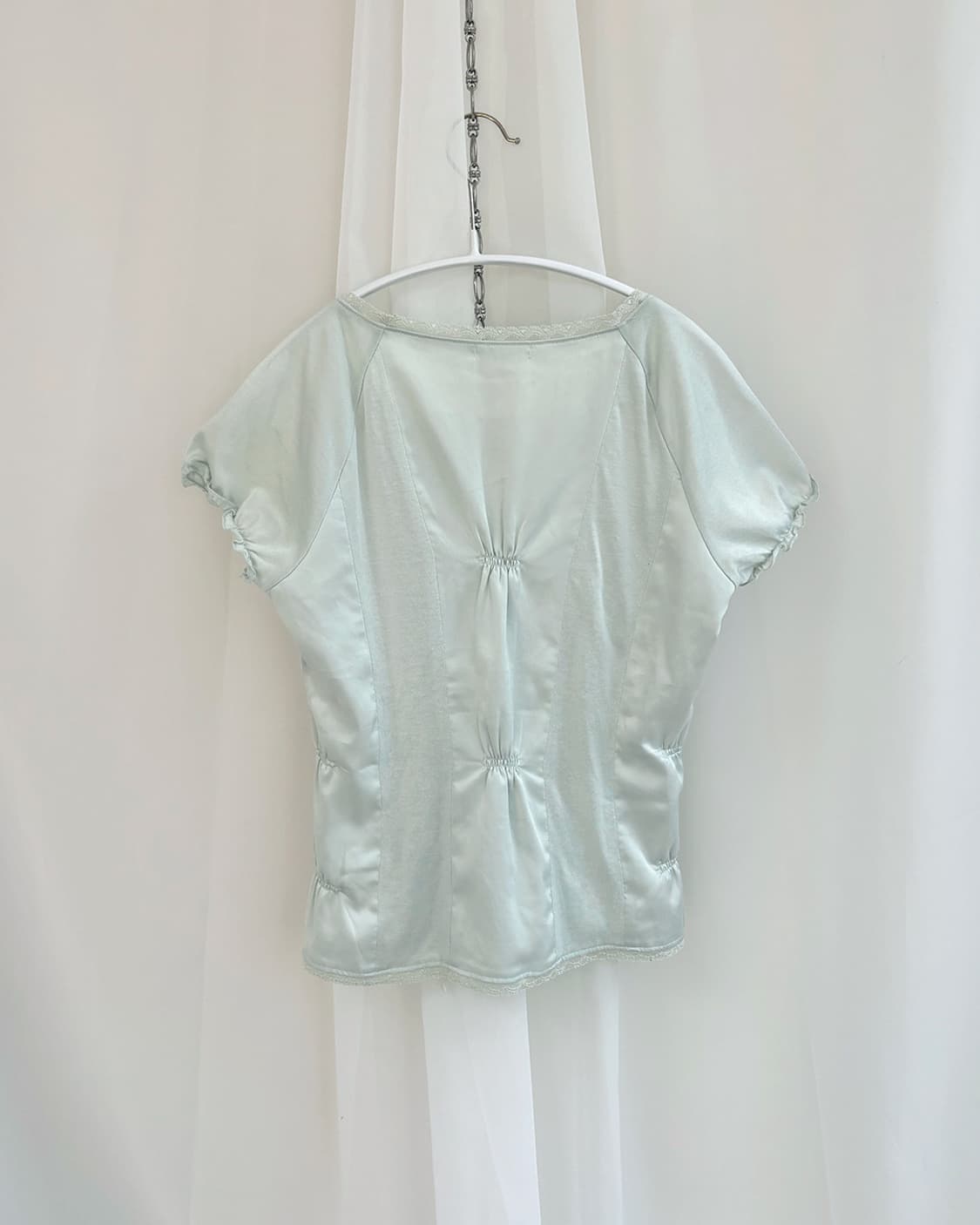 TO BE CHIC 라이트 민트 레이스 업 탑 상품이미지4