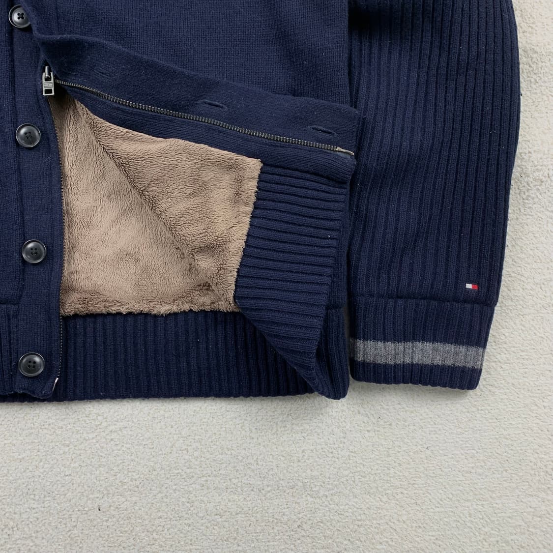 타미힐피거 퍼안감 네이비 울 니트 집업 가디건  상품이미지4