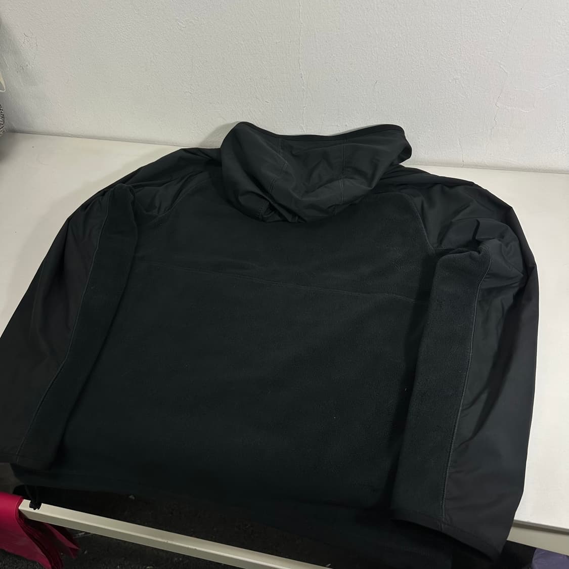 L 나이키 먹색 배색 후리스 플리스 후드티 상품이미지5