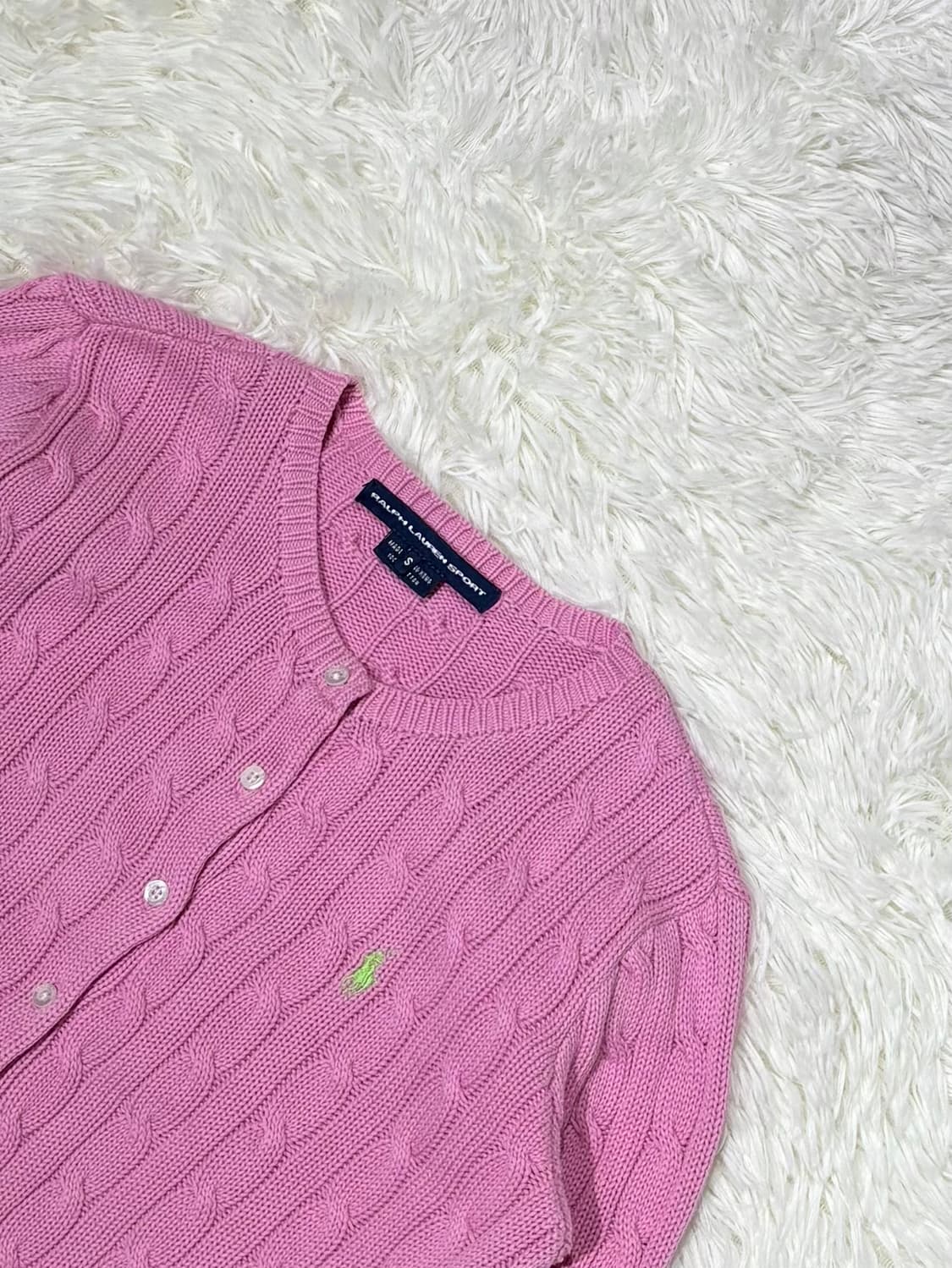 폴로랄프로렌 라임포니 핑크 케이블 가디건 상품이미지4