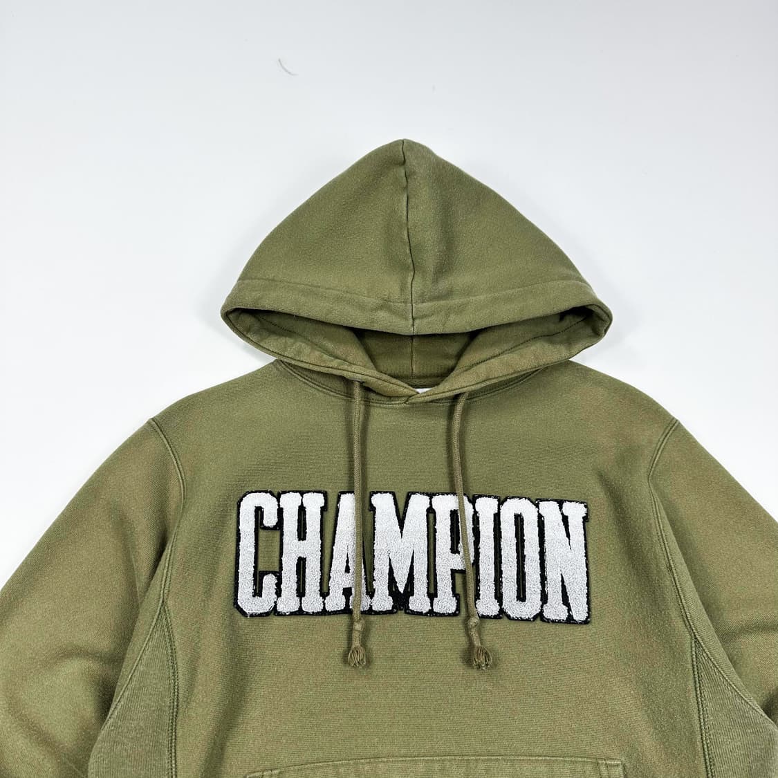 챔피온 리버스위브 레터링 카키 후드티 (S) 상품이미지1