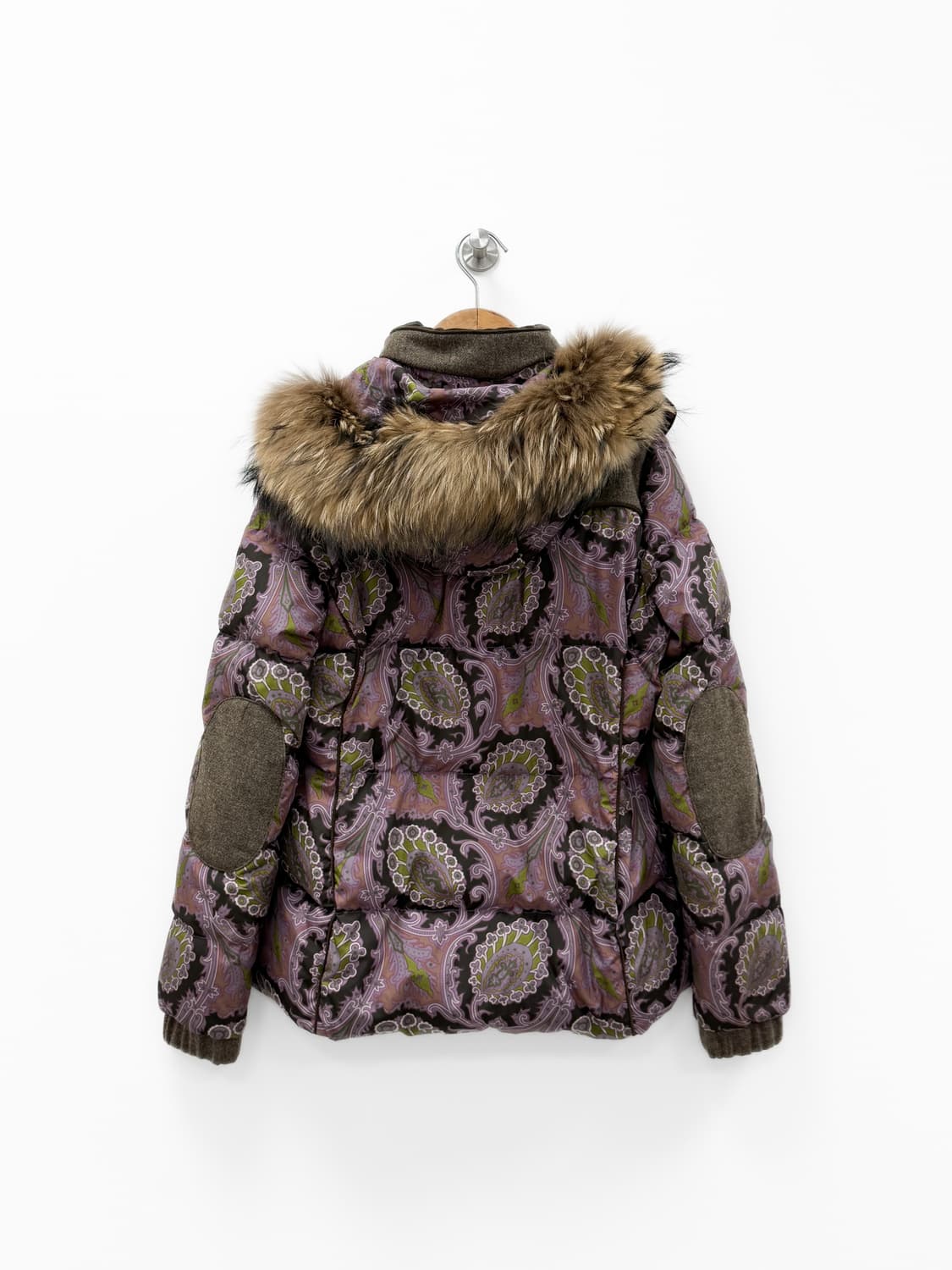 에트로 페이즐리 패턴 울 트리밍 라쿤 퍼 구스다운 자켓 상품이미지2