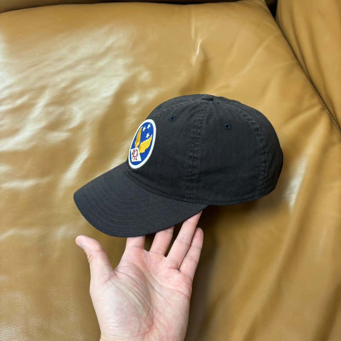 RRL 더블알엘 랄프로렌 폴로 윙로고 6패널 볼캡 모자 워시드 블랙 상품이미지4