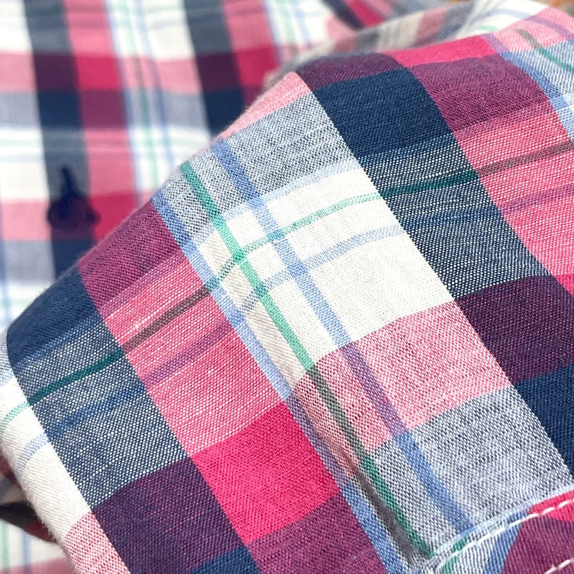 빈폴 레드 블루 타탄체크 얇은코튼 셔츠 남성100 상품이미지5