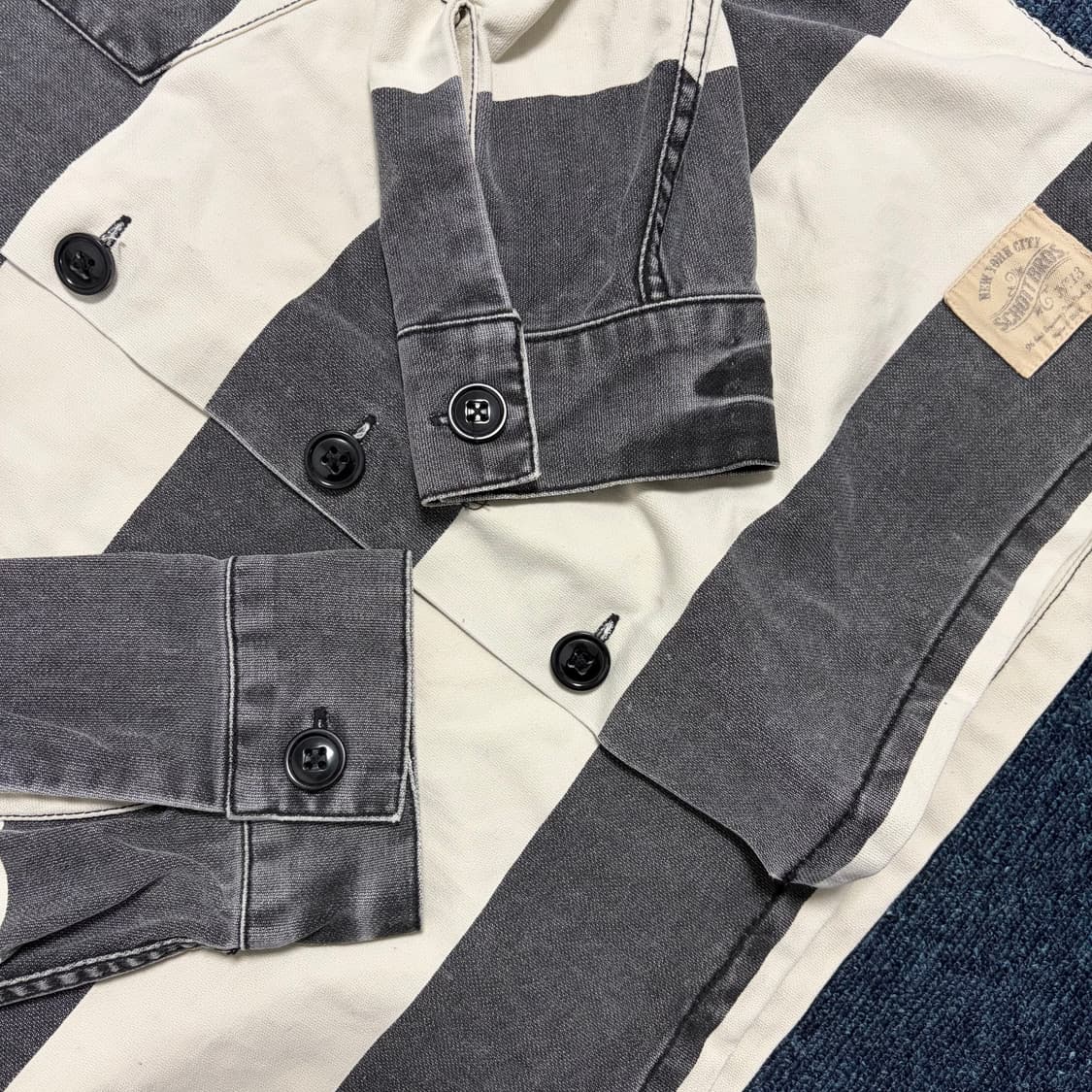 쇼트 스트라이프 워크 셔츠 자켓 상품이미지2