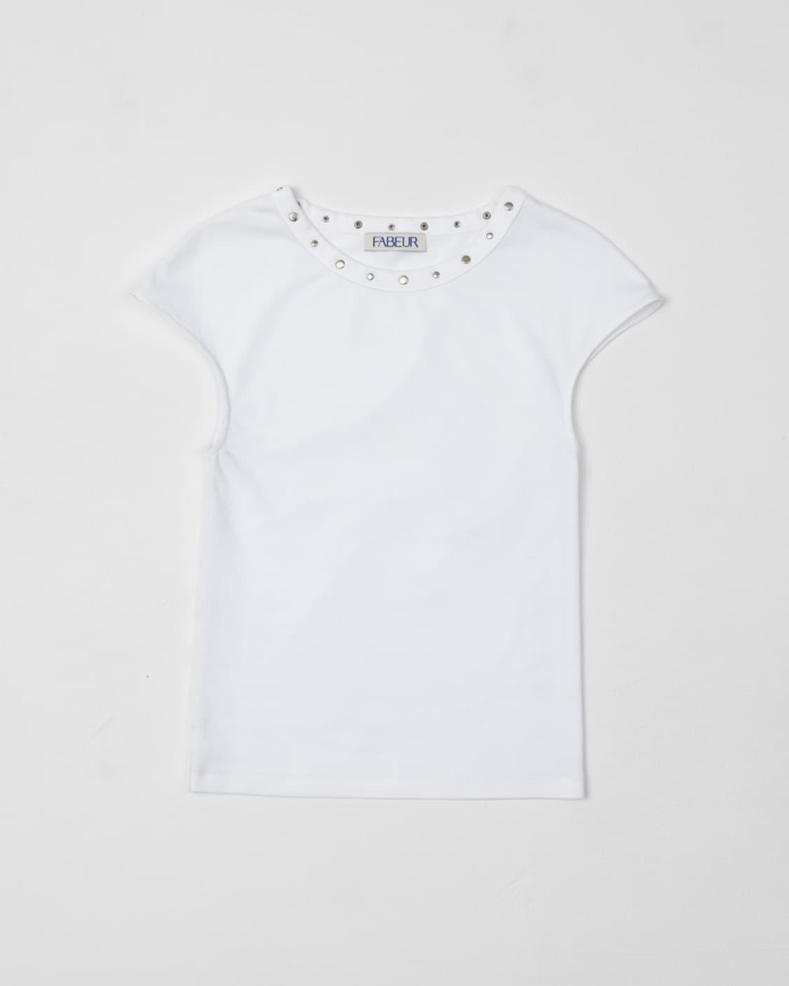 FABEUR 스터드 캡 슬리브 티셔츠 화이트 상품이미지4