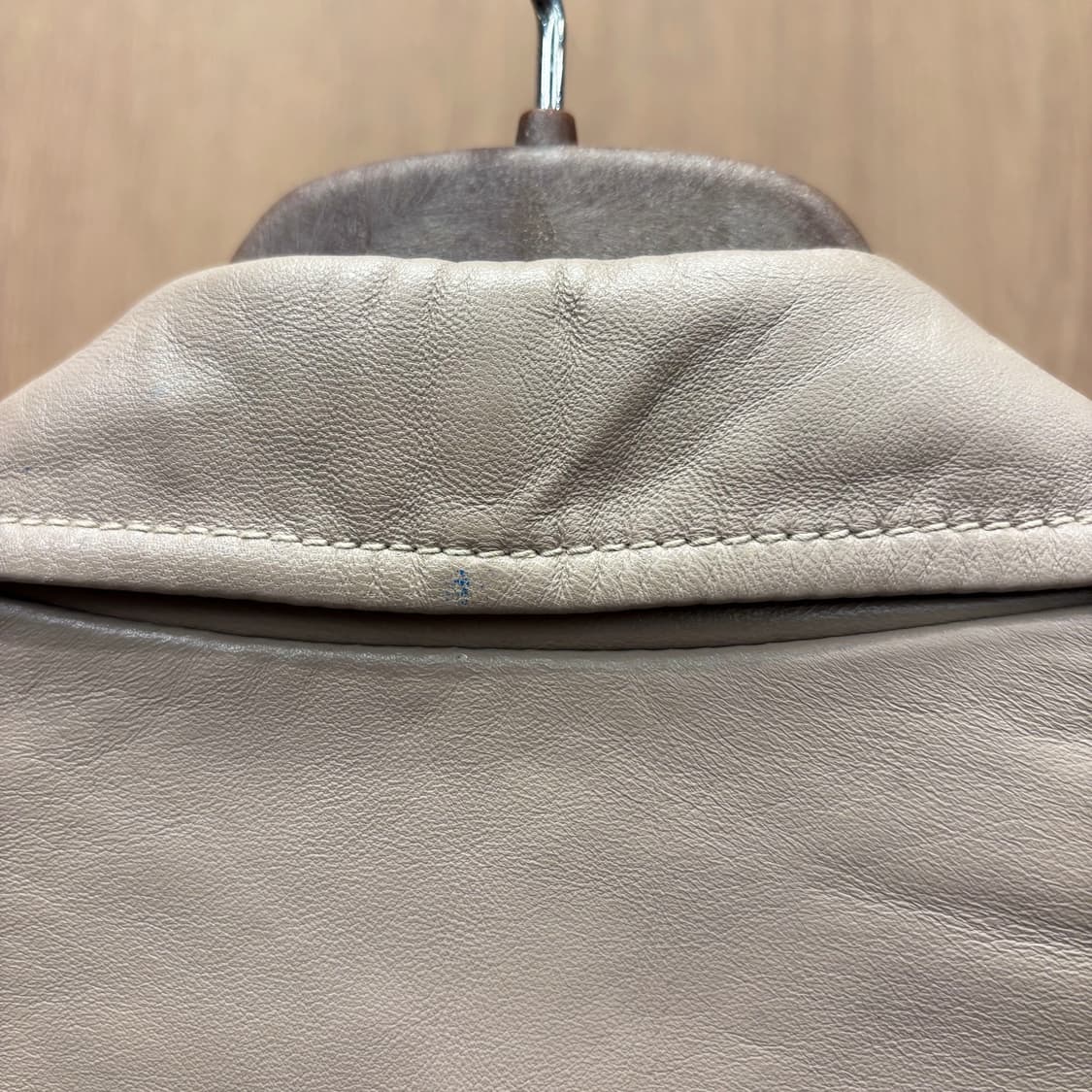 JPN 빈티지 크롭 레더 라이더 자켓 사선 지퍼 스터드 디테일 베이지 상품이미지8