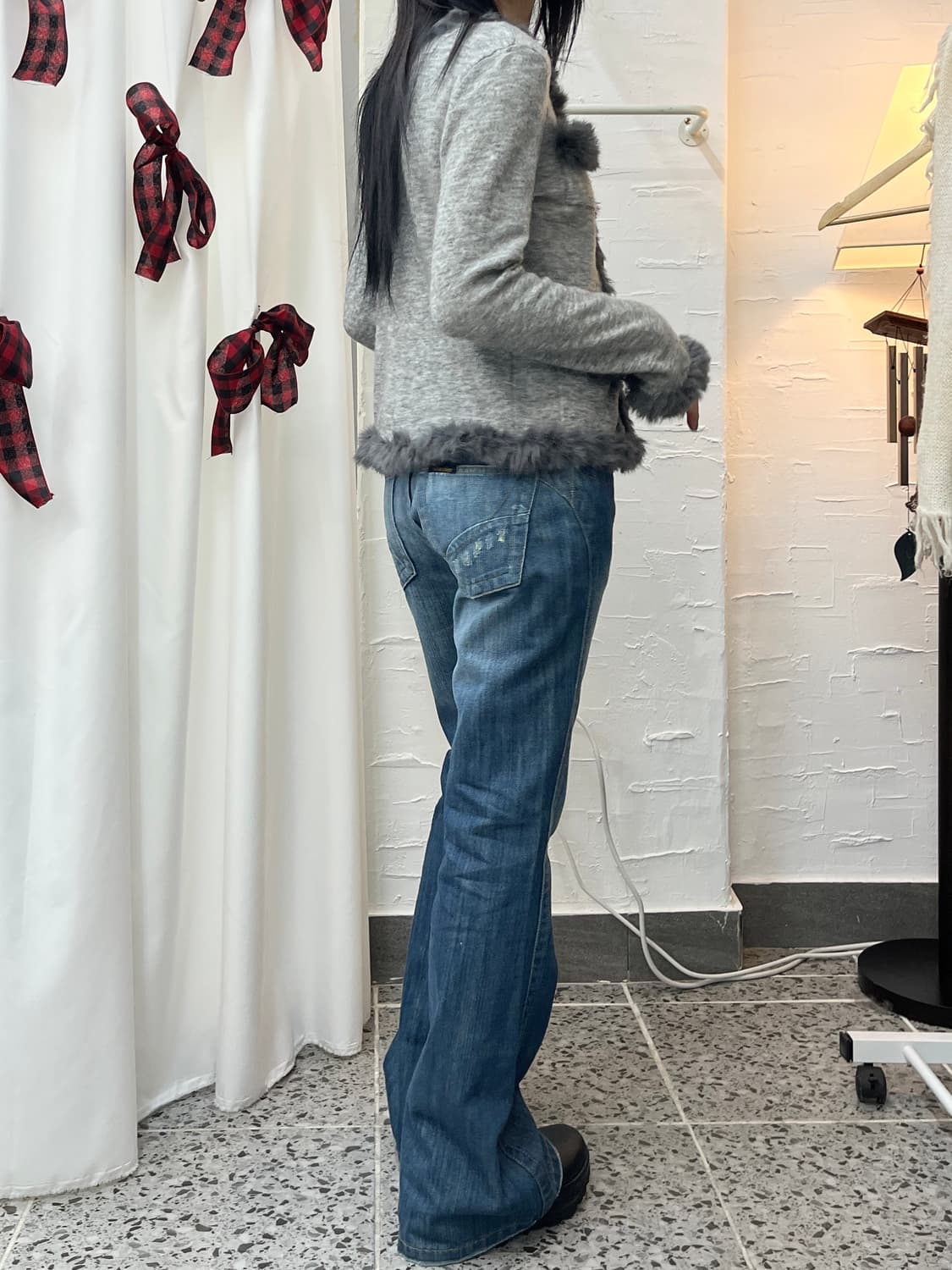 Furry edge grey cardigan 상품이미지6