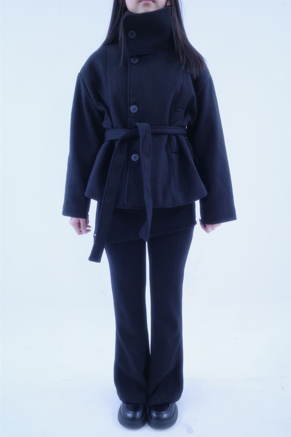 묘랑 유니 하이넥 모직 숏 코트 상품이미지3