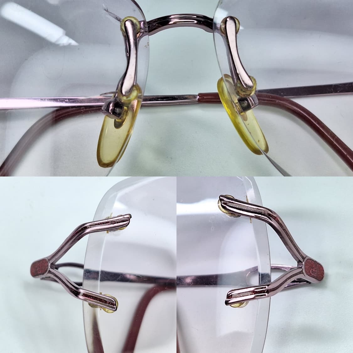 00s 일본제 빈티지 데드스톡 미사용/핑크톤 무테 선글라스 겸 안경테 상품이미지9