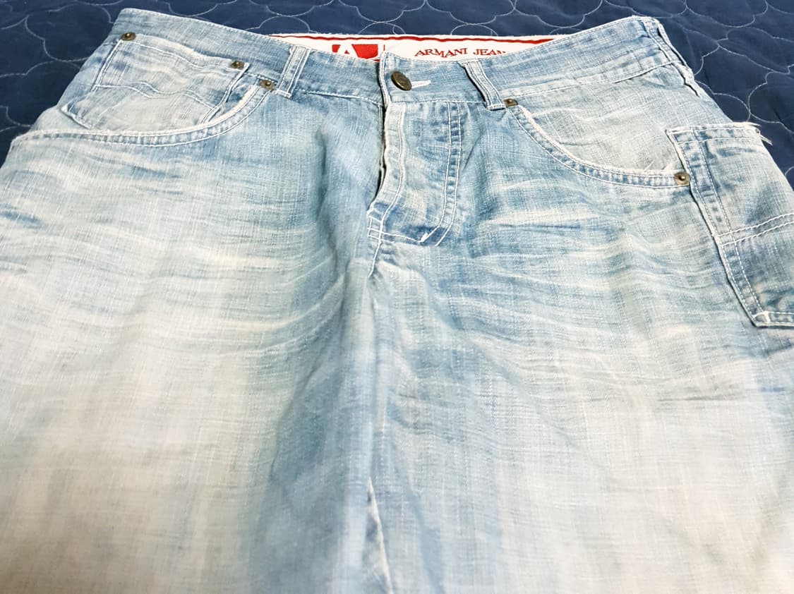 (이태리)아르마니진 빈티지에이징워싱 사이트포켓 스트레이트 데님팬츠  32 상품이미지2