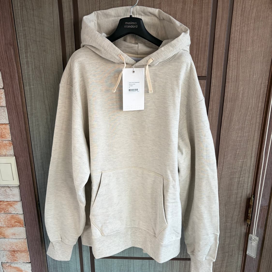 새상품(XL)이스트로그 퍼머넌트 루즈핏 후드티 오트밀 상품이미지2