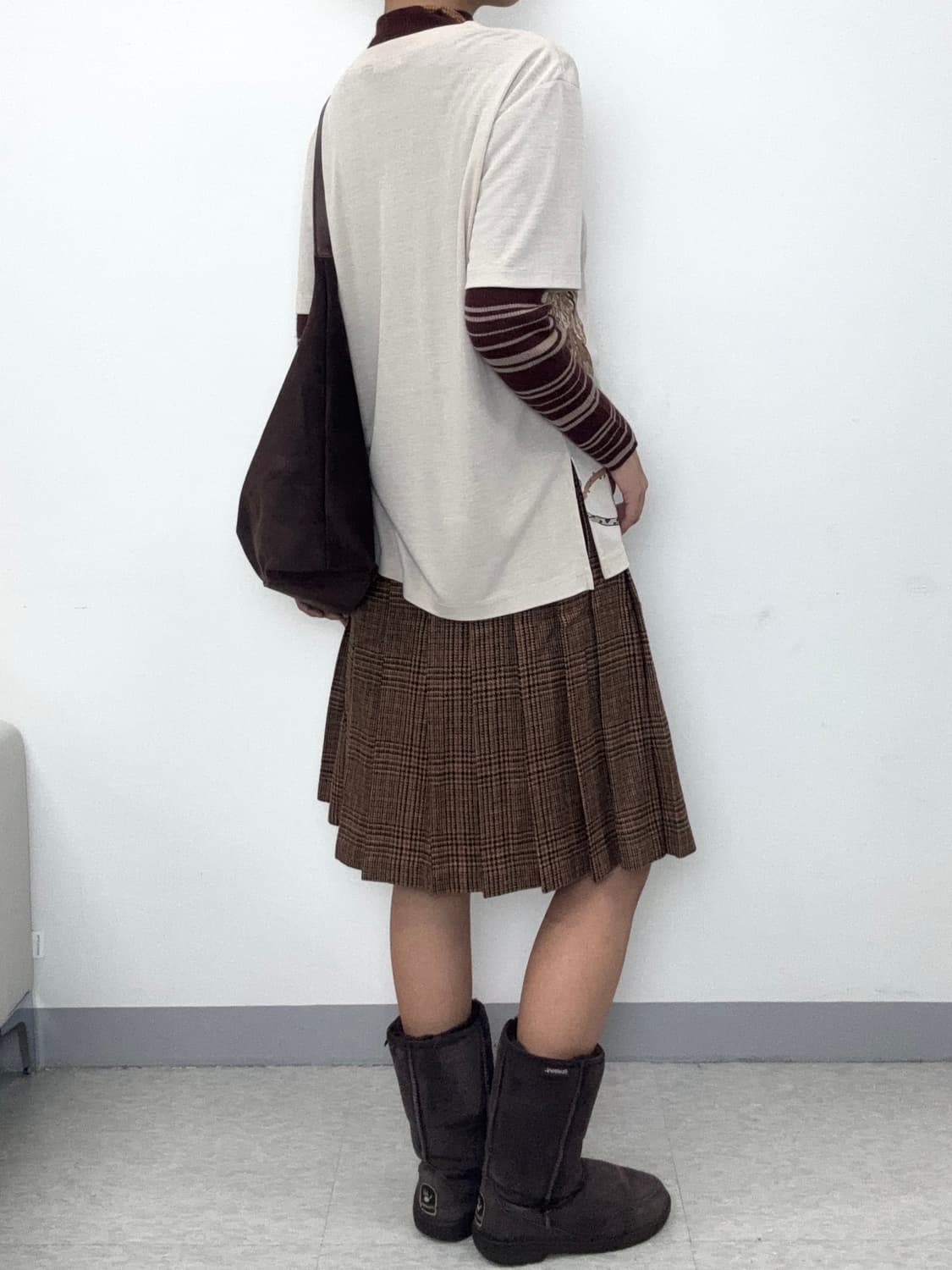 빈티지 브라운 롱슬리브 반팔 모리 코디 세트 상품이미지9