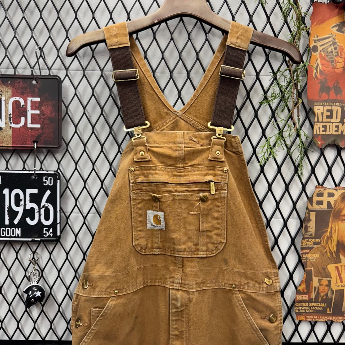 칼하트 오리지널 워크웨어 오버롤 멜빵 밑단 지퍼 포인트 브라운 상품이미지4