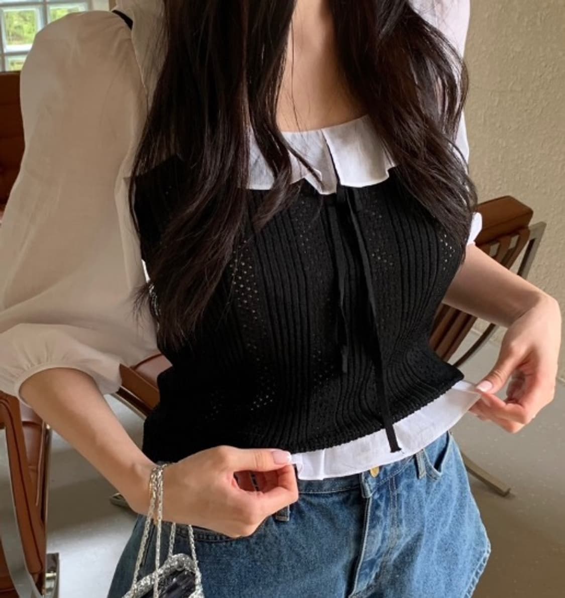 [온트 Ownt] Cherie Knit Top (블랙 / 택포함 새상품) 상품이미지3