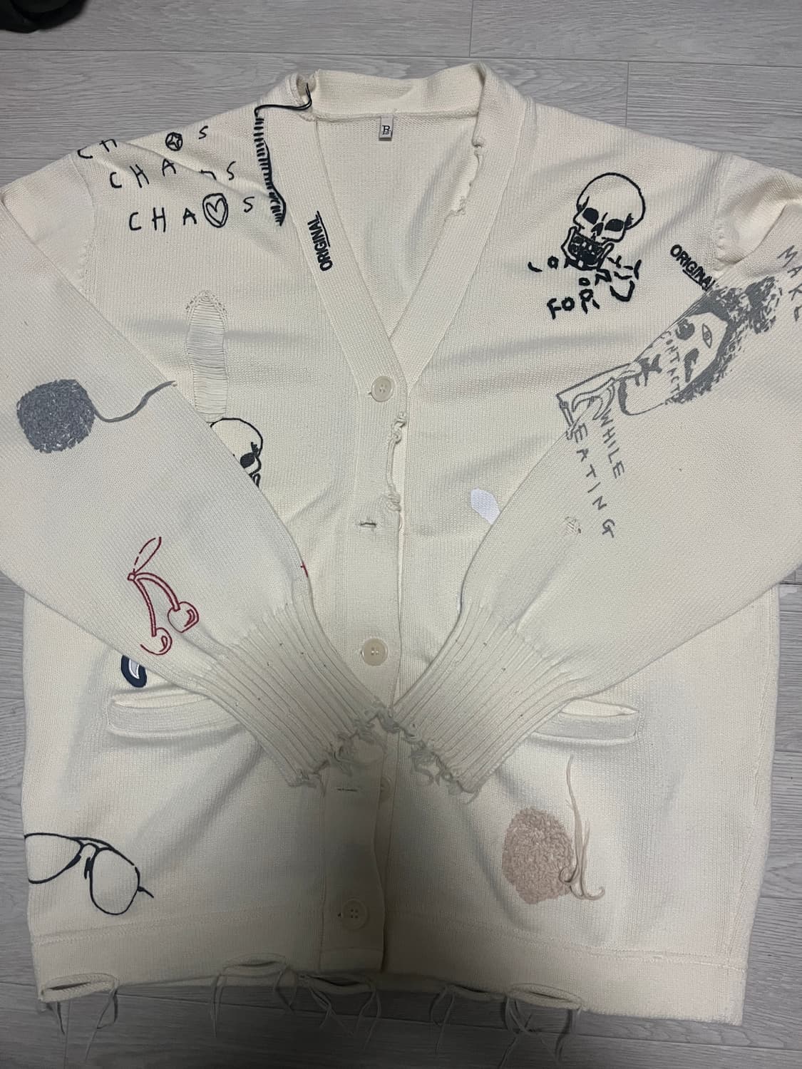 R13 그래피티 프린팅 디스트레스 코튼 가디건 m 상품이미지1