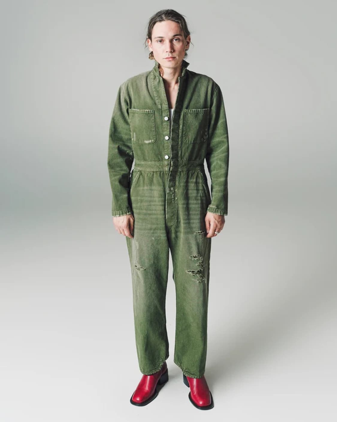24ss ERD distressed jumpsuit olive green 상품이미지10