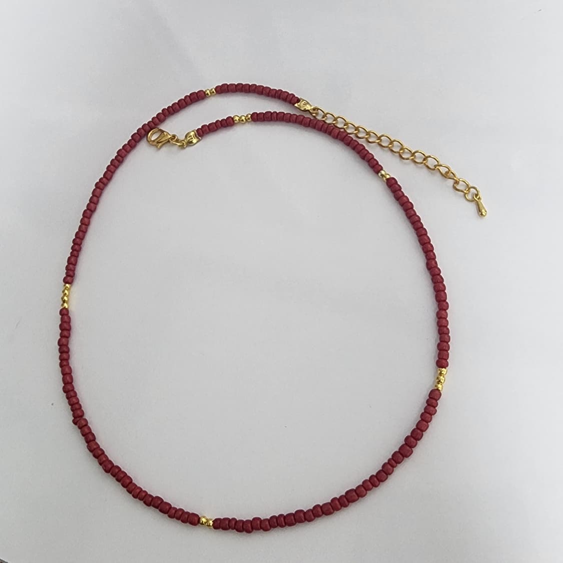 짙은빨강 골드 포인트 비즈목걸이 상품이미지3