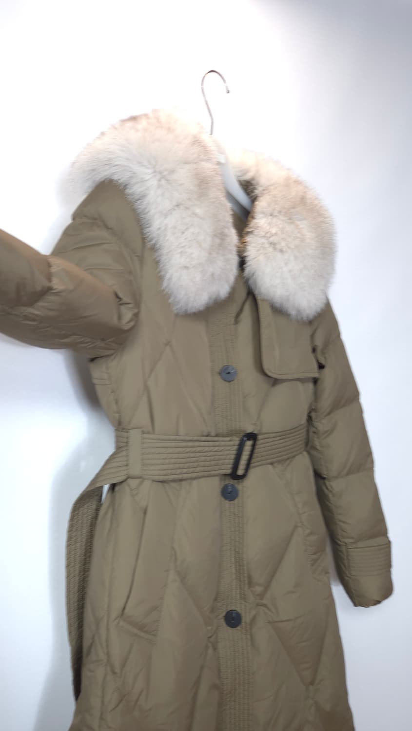 보브 VOV 2022 폭스퍼 구스 벨티드 롱패딩 55 사이즈 상품이미지5