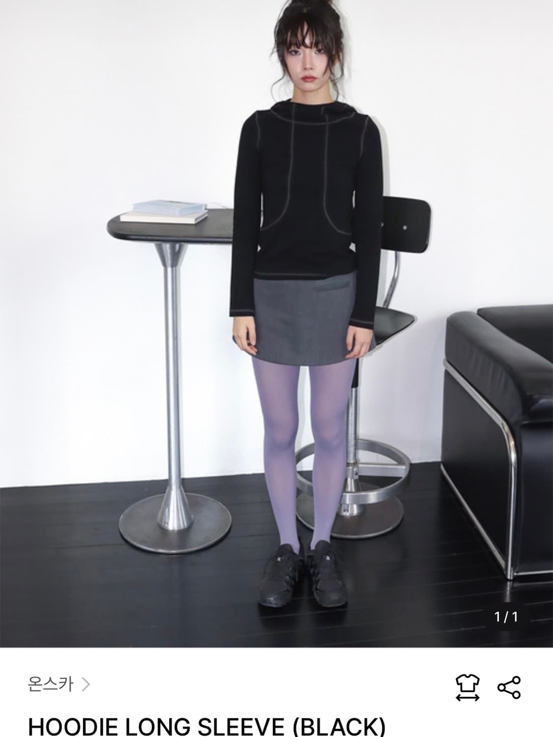 온스카 후디 롱슬리브 블랙 상품이미지1