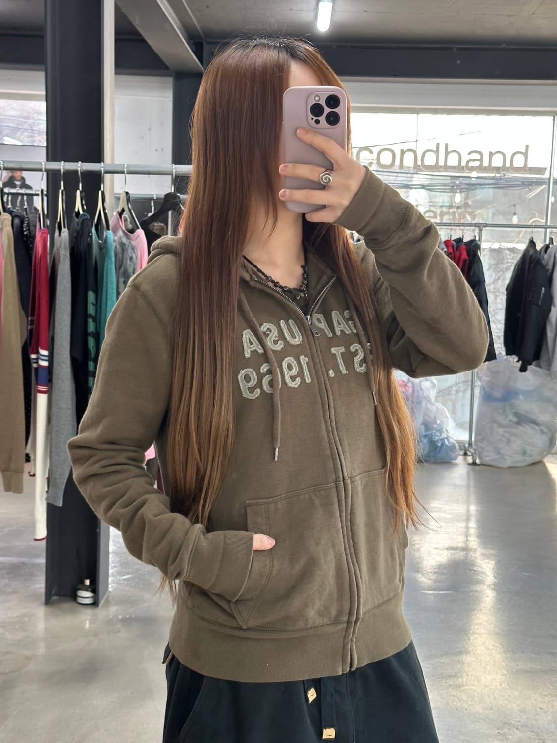 갭 USA 데미지로고 후드집업 상품이미지1