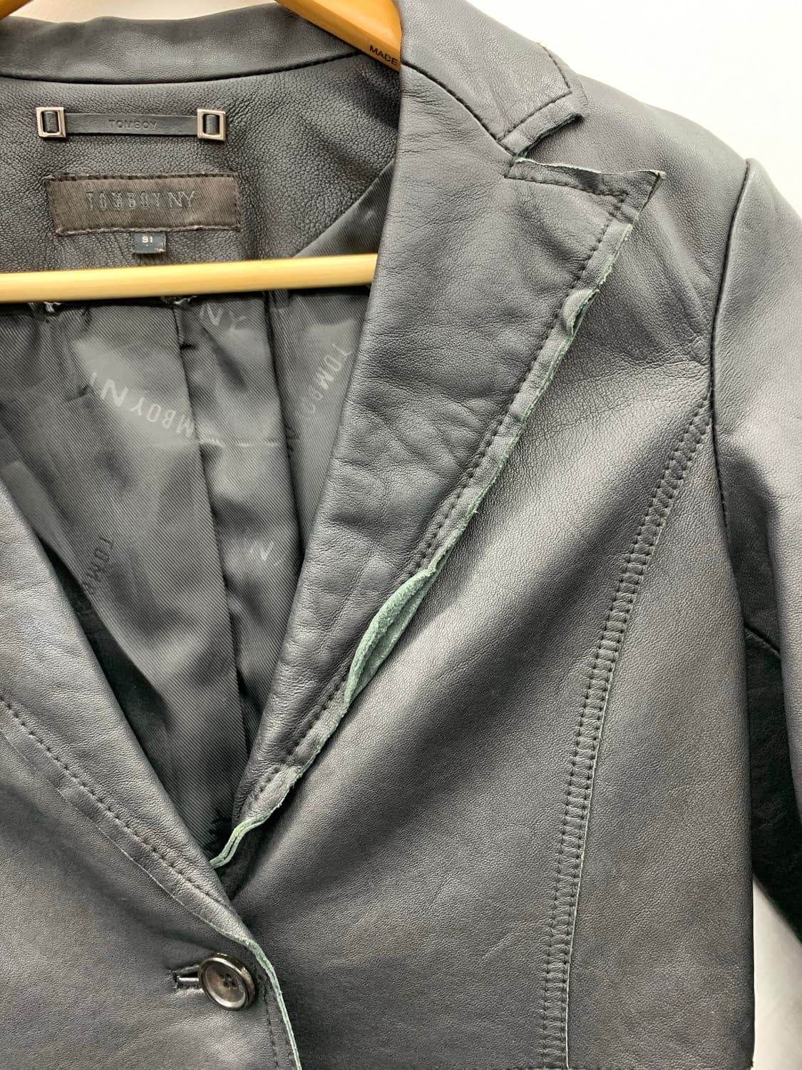 Tomboy 컷오프 카라 램스킨 레더자켓 상품이미지6