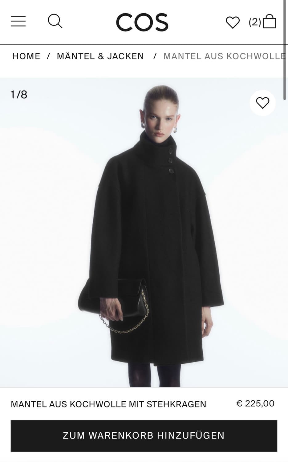 Cos 스탠드업 칼라 울코트 상품이미지2