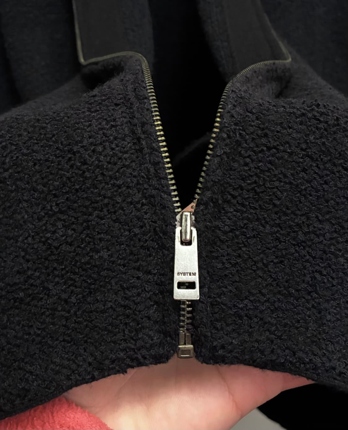 (L/105)System 시스템옴므 울 코튼 논카라 집업 니트가디건 상품이미지6
