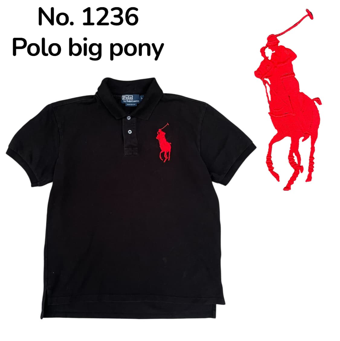90s 폴로 빅포니 커스텀핏 레드포니 대대장 반팔 카라티 티셔츠 L 상품이미지2