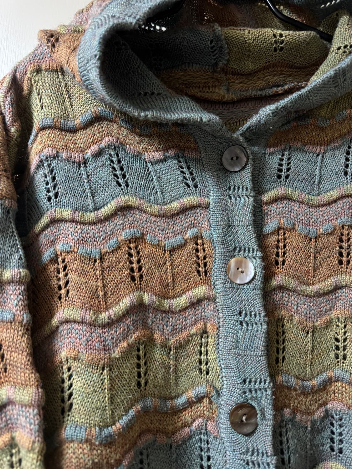 〰️물결 뮤트톤 니트 후드집업 상품이미지2