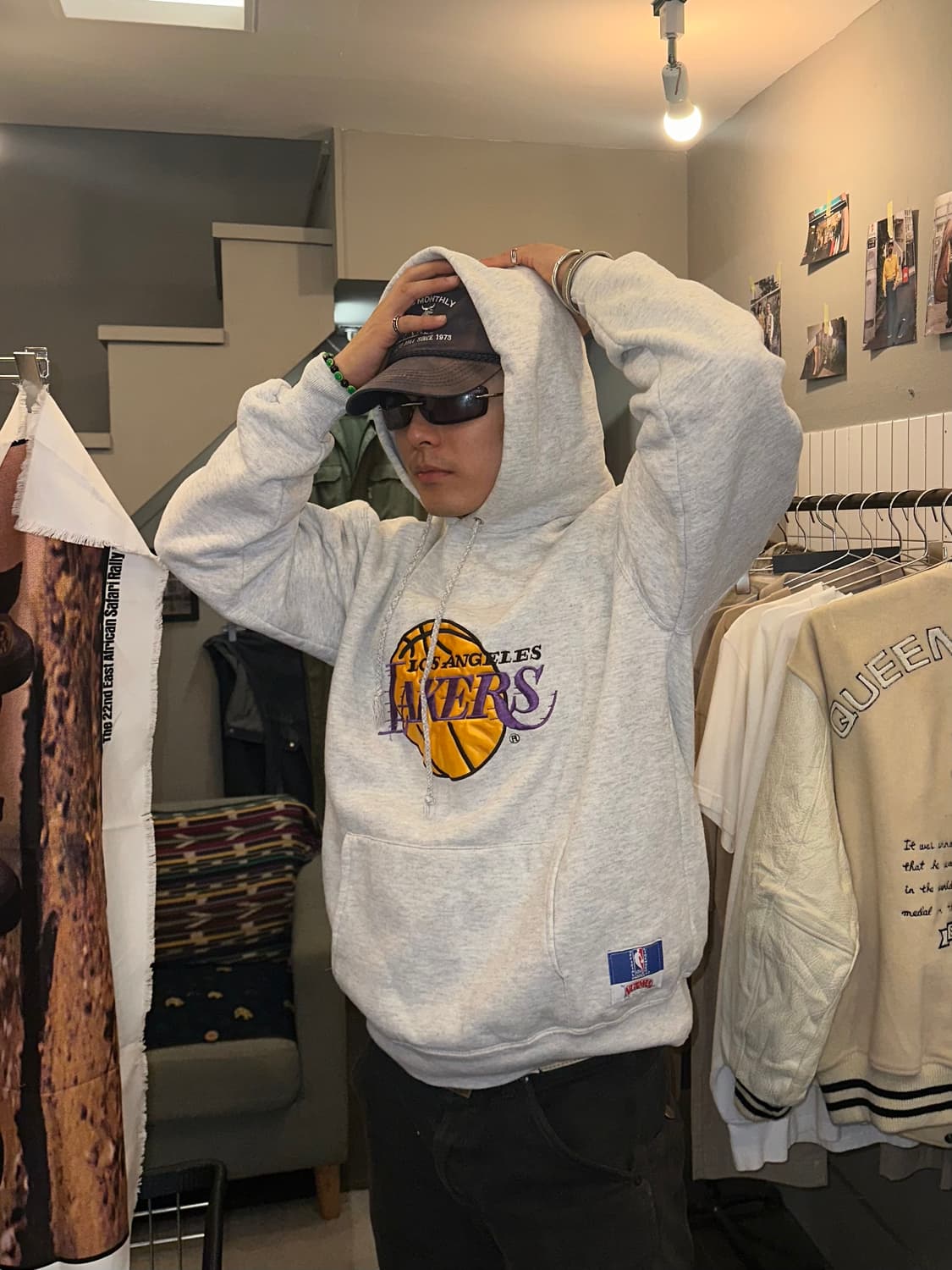 90‘s Nutmeg NBA Lakers logo hood 상품이미지1
