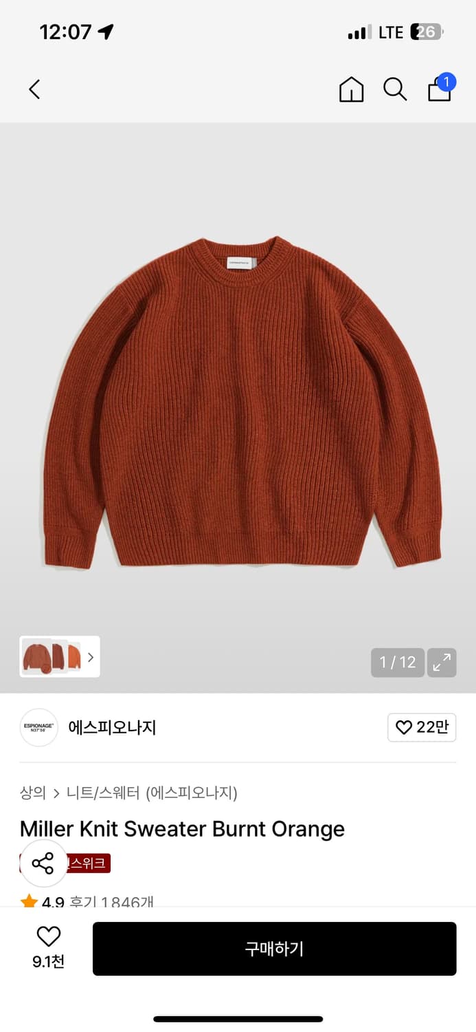  에스피오나지 니트 새상품 상품이미지1