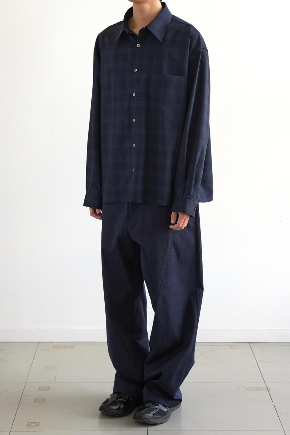 crop shirt navy ombre check 상품이미지3