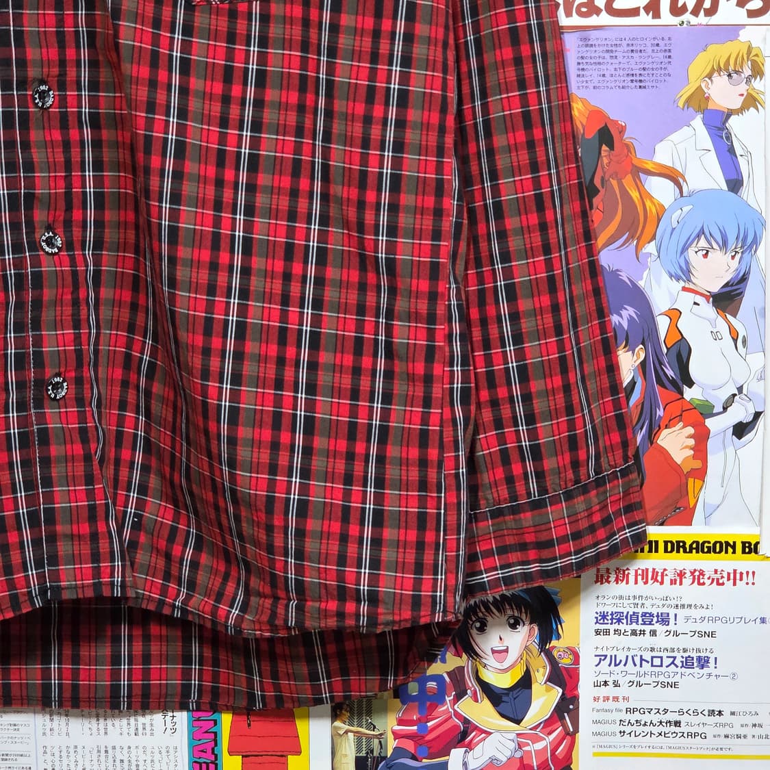 JPN 배드보이 타탄 체크 프린팅 레드 셔츠 상품이미지5