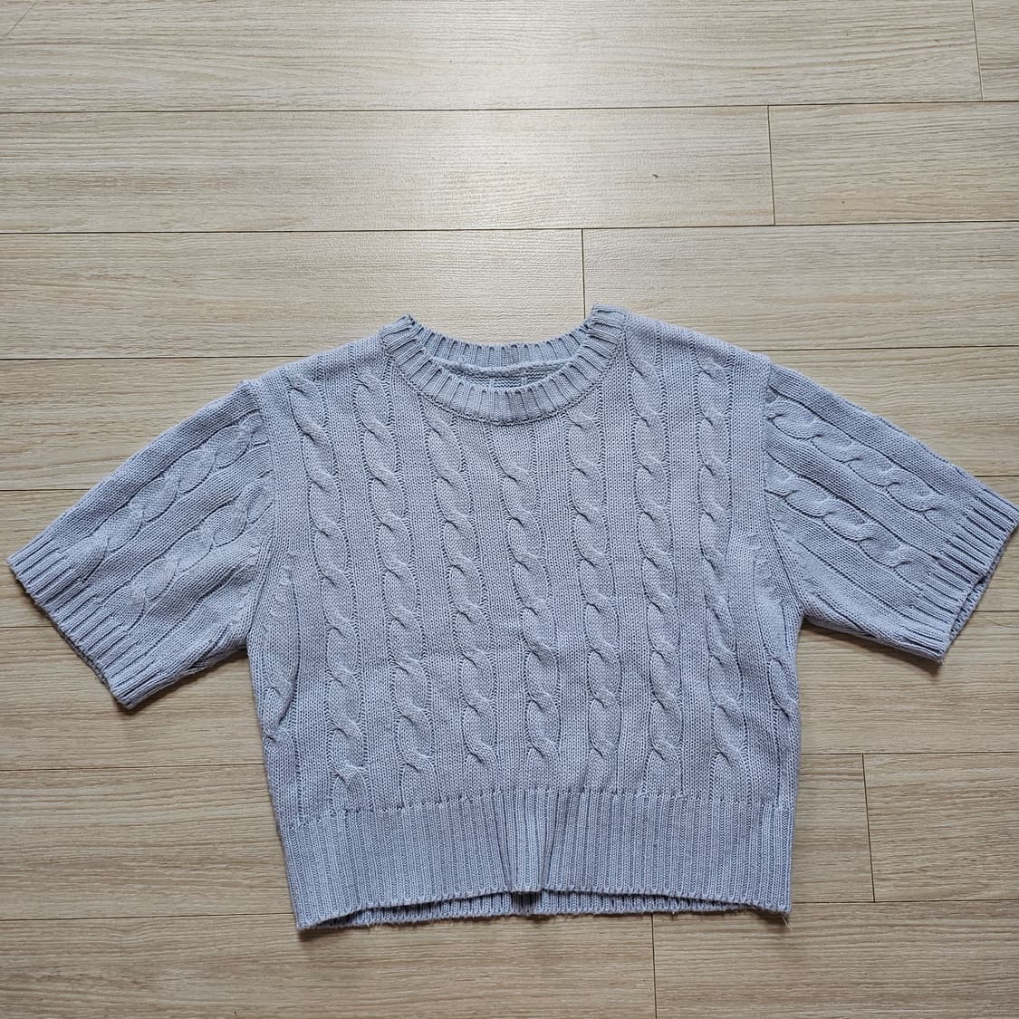 크롭 반팔니트티 소라색 상품이미지1