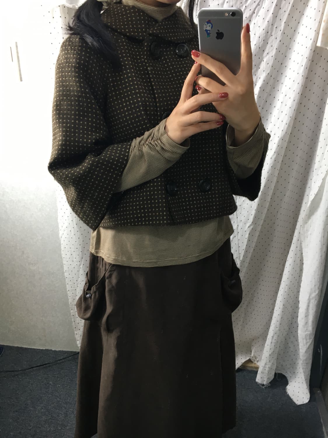 브라운 도트 숏 자켓 상품이미지6